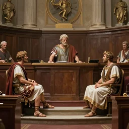 roman senators arguing in the senate, high fantasy trending on artstation,
