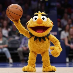kawhi lenard as a muppet playing in the nba