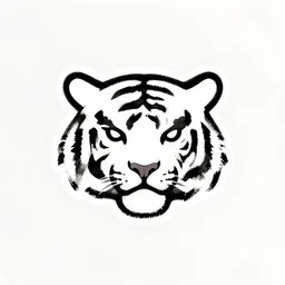 logotype of a small angry tiger head as a simplistic drawing in super thin black ink monochrome