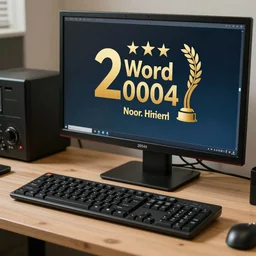 photo of a computer on a desk ( 2 0 0 4 ). realistic, highly - detailed, award - winning, sharp focus