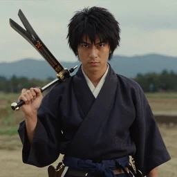 film still of real life shisio makoto from samurai x