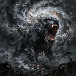 Hurricane  monstrous screaming in agony dark fantasy, intricate, smooth, artstation, painted by Wayne Barlowe, zdislav beksinski
