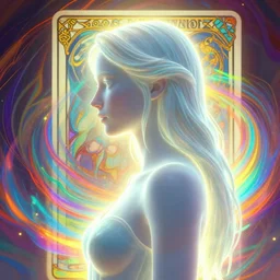side portrait, imogen poots paladin, gloomhaven, soft, smooth, luminescent, art nouveau tarot, backlit glow, colorful swirly ripples, gaudy colors, aesthetic octane render, unreal engine, 8 k, by ilya kuvshinov, cushart krenz