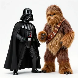 darth vader fighting chewbacca, realistic, clean, detailed