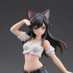 figurine of catgirl wearing an elegant blouse, personification, dynamic pose, detailed product photo, featured on amiami, 8 k, 8 5 mm, f. 1 4, beautiful composition,