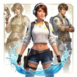 julie from pubg splash art advertisement by mucha rutkowski and keever concept art intricate artwork by tooth wu and wlop, vibrant colors, 8 k