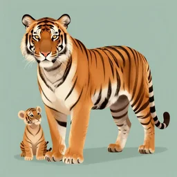 beautiful aesthetic digital illustration of a singular female tiger with her of newborn cub by Lisa Parker and Anne Stokes, matte background, deviantArt, artstation, trending on artstation