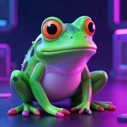 neon cyberpunk frog