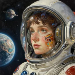 space ranger looking out of her spaceship's window at an alien planet, finely illustrated face, intricately detailed features, digital painting, makoto shinkai, painted by ilya kuvshinov and ross tran and artgerm and alphonse mucha