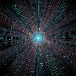 radial singularity by jeffrey smith and wlop and gustave dore, featuring wires, circuitry, code, binary, cryptonomicon, dmt entity, ambient occlusion, 3 d concept render, scientifically accurate, artstation, intricate, beautiful, look at that detail!