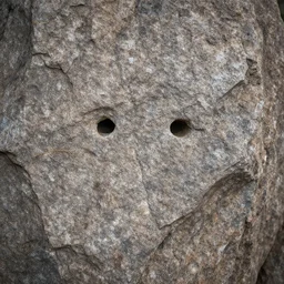 a rock with a small face