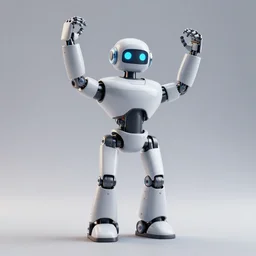 3 d render of robot with it's arms up, blender render