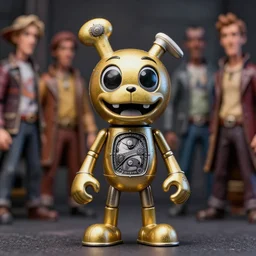 closeup of a tin toy fnaf, depth of field, zeiss lens, detailed, symmetrical, centered, fashion photoshoot, by nicoletta ceccoli, mark ryden, lostfish, earl nore, hyung tae, frank frazetta, breathtaking, 8 k resolution, extremely detailed, beautiful, establishing shot, artistic, hyperrealistic, octane render