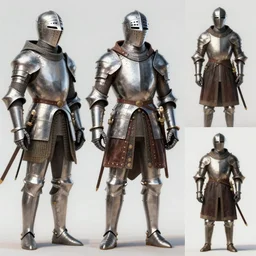 different views of medieval knights, concept art by senior character artist, trending on artstation, full body character design, hyperdetailed!!! render!!!