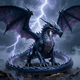 dragon, lightning, storm