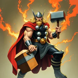 marvel, thor with hammer, artwork by nicholas roerich