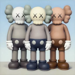 insight a men by shusei nagaoka, kaws, david rudnick, airbrush on canvas, pastell colours, cell shaded!!!, 8 k