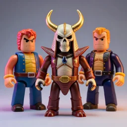 hyperrealistic rendering, skeletor face by bernie wrightson and killian eng and joe fenton, product photography, action figure, sofubi, studio lighting, colored gels
