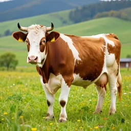 highly detailed photo of a cow standing in a beautiful meadow, scenic colorful environment, hyperrealistic illustration by steven hodes