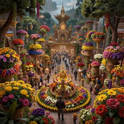 feria de las flores colombia, thorough details, intricate, artstation, atmosphere, highly detailed, craig mullins, syd mead, digital painting, deviantart, cinematic lighting, 4 k