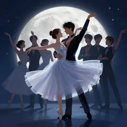 moonlight waltz, extremely detailed, sharp focus, wide view, full body shot, smooth, digital illustration, by james jean, by rossdraws, frank franzzeta, mcbess, sakimichan, brosmind, steve simpson