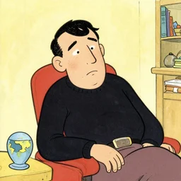 a really bored man in the style of jean giraud, moebius