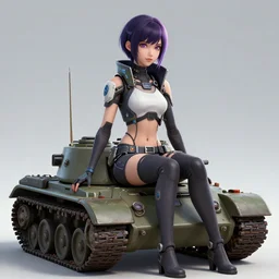 portrait of a cyberpunk girl sitting on a tank, d & d, heartstone, digital painting, volumetric light, intricate, sharp, focus, bloom, illustration, highly detailed, concept art, matte, ruan jia, randy vargas, greg rutkowski