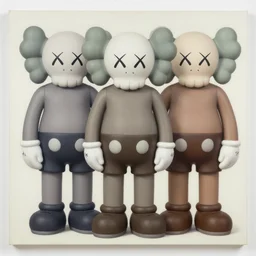 inflated men by shusei nagaoka, kaws, david rudnick, airbrush on canvas, pastell colours, cell shaded, 8 k,
