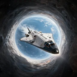 a space-ship emerging from a wormhole