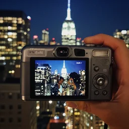 Beautiful colored-photo cameraphone 1988 soft Photograph of New York city a night
