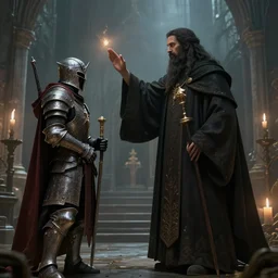 a priest blessing a paladin, dark souls 3 aesthetic