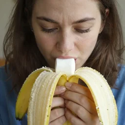 marshmallow eating a banana