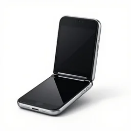 award winning product photography of a sleek, futuristic, minimalist flip phone designed by apple, studio lighting, white background, 8 k, ultra detailed,