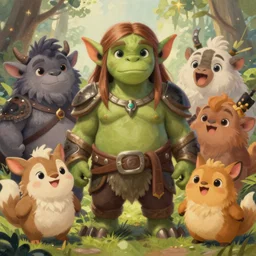 cute concept art fantasy painting of a female orc, by artgerm, sylvain sarrailh, rossdraws, wlop, fursona, furaffinity, furry, deviant art, e 6 2 1, global illumination, tankoban, oil on canvas, 4 k, smooth details, pixar animation style!