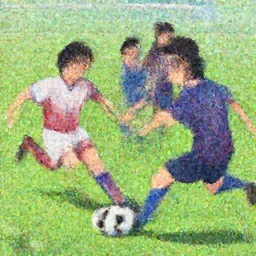 kids playing soccer, anime