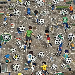 kids playing soccer, anime