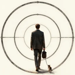 man walking his cat through the 7 circles of hell