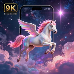a pegasus flying by, clouds, nebulae, starburst, neon colors, dreamy, phone wallpaper, 4 k, unreal engine, artstation, colorful, beautiful
