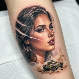 tattoo of a woman's face turning into a sand watercolor, tank and white ink strokes detailed, hyperrealistic trending on artstation