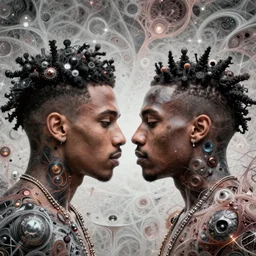 a headshot of a xxxtentacion, headlocks, made of fractals facing each other, ultra realistic, wide angle, intricate details, the fifth element artifacts, highly detailed by peter mohrbacher, hajime sorayama, wayne barlowe, boris vallejo, aaron horkey, gaston bussiere, craig mullins