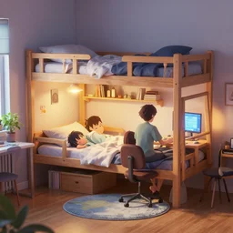 small and cosy student bedroom, behance hd by jesper ejsing, by rhads, makoto shinkai and lois van baarle, ilya kuvshinov, rossdraws global illumination