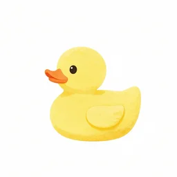 minimalist watercolor art of rubber duck on white background, illustration, vector art