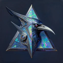 anthropomorphic triangle head in opal edgy darkiron raven, futuristic, tim hildebrandt, intricate, elegant, sharp focus, illustration, art by artgerm, bob eggleton, michael whelan, stephen hickman, richard corben, wayne barlowe beautiful psychedelic dmt lighting, hyper detailed, 8 k, oil on canvas 8 k