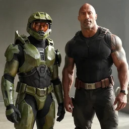 Laurence Fishburne and Dwayne Johnson in Halo