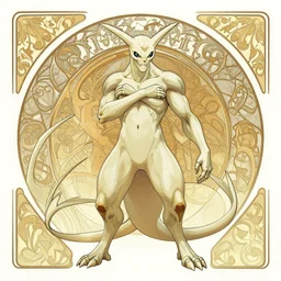 mewtwo, intricate illustration by krenz cushart, alphonse mucha, artgerm, trending on artstation