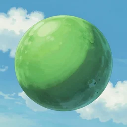 Big green sphere high in the sky, beautiful matte painting by Makoto Shinkai,