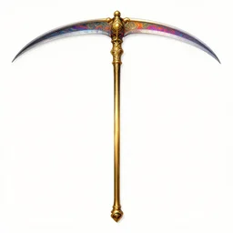 A psychedelic rudimentary gold scythe , vibrant color scheme, highly detailed, in the style of romanticism, cinematic, artstation, Moebius, Greg rutkowski