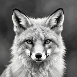 fox face, Modern minimalist triangular vector logo design, monochrome