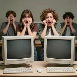 groups of two computer shutdown panic realistic old time