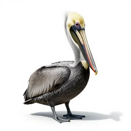 black pelican, clean 3d render, full body, isolated on a pure white background, centered, entire subject in frame, sharp focus, soft studio lighting